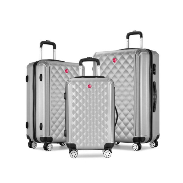 CARMELINA 3pc Luggage Set, ABS - Silver