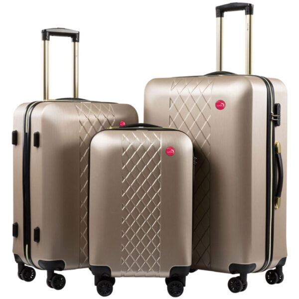 SANDRA 3pc Luggage Set, ABS - Champagne